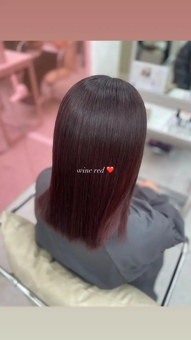 カラー ボルドーカラー 透明感カラー レッドカラー 髪質改善 ヘアカラー トリートメント COCO_ Minonのヘアスタイル