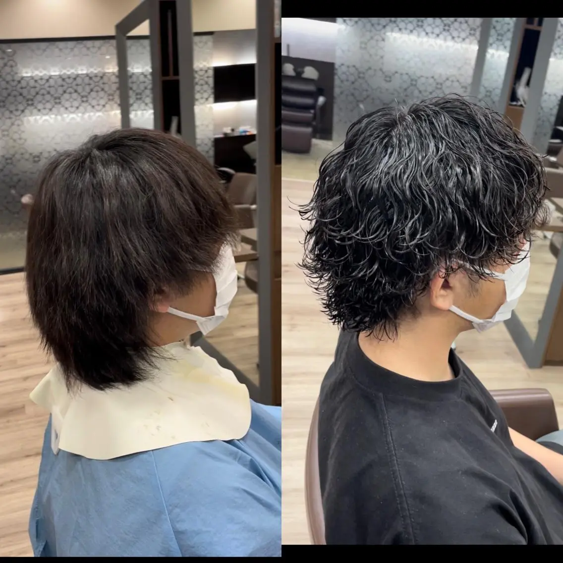 パーマ メンズ 波巻きパーマ メンズウルフカット ウルフカット アタ ムのヘアスタイル