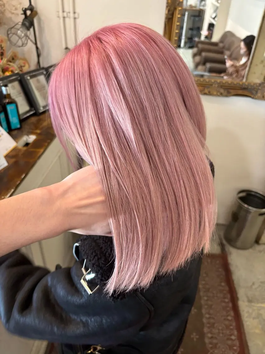 ミディアム カラー ヘアアレンジ ピンクカラー カット ヘアカラー トリートメント ヘアセット ☂️カトウ ケイゴ☂️のヘアスタイル