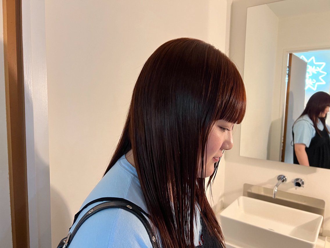 ロング カラー ブラウンカラー オレンジ オレンジブラウン カット ヘアカラー kotoko 透け感カラーのヘアスタイル