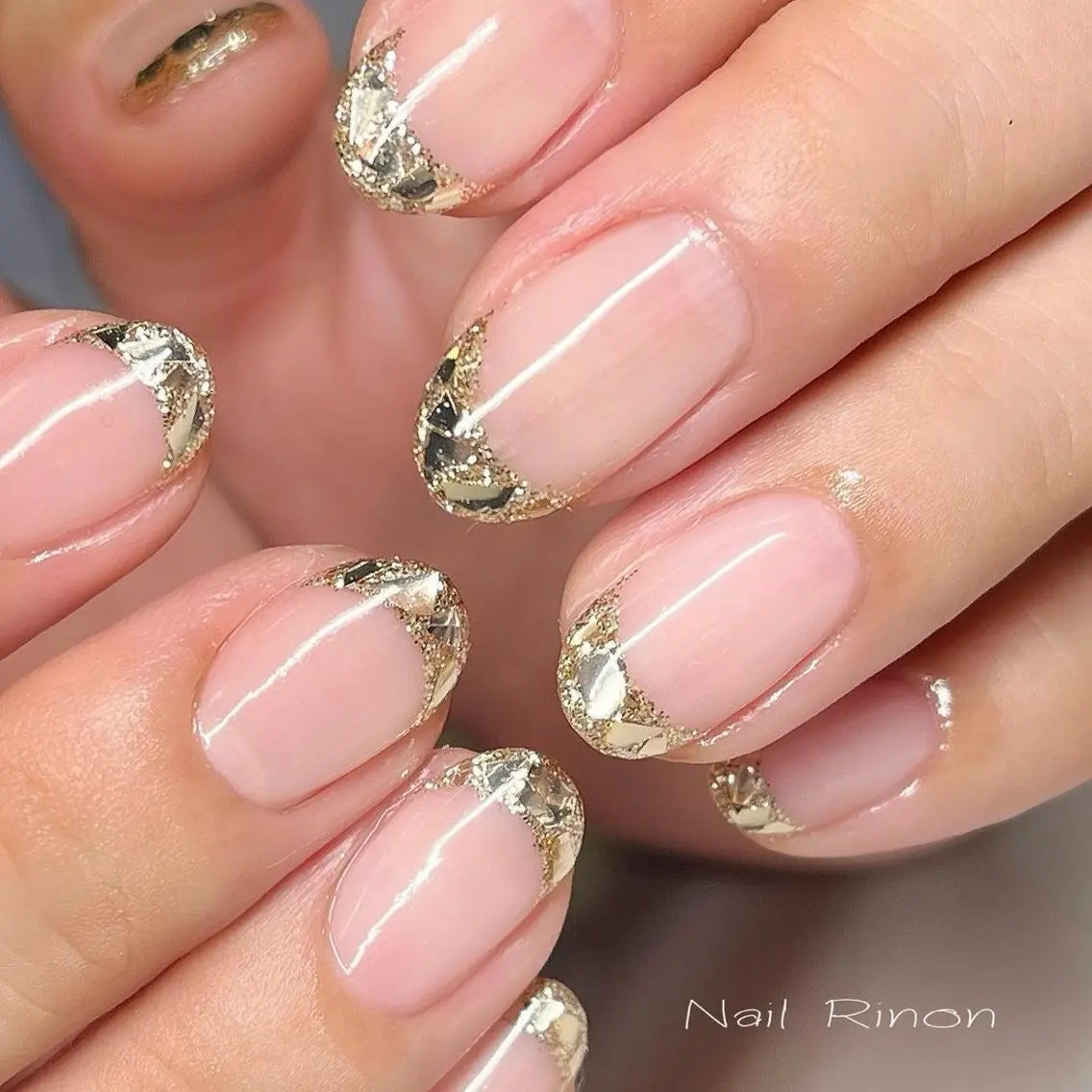ネイル フレンチネイル ガラスフレンチ ハンドネイル Nail Rinonのネイルデザイン