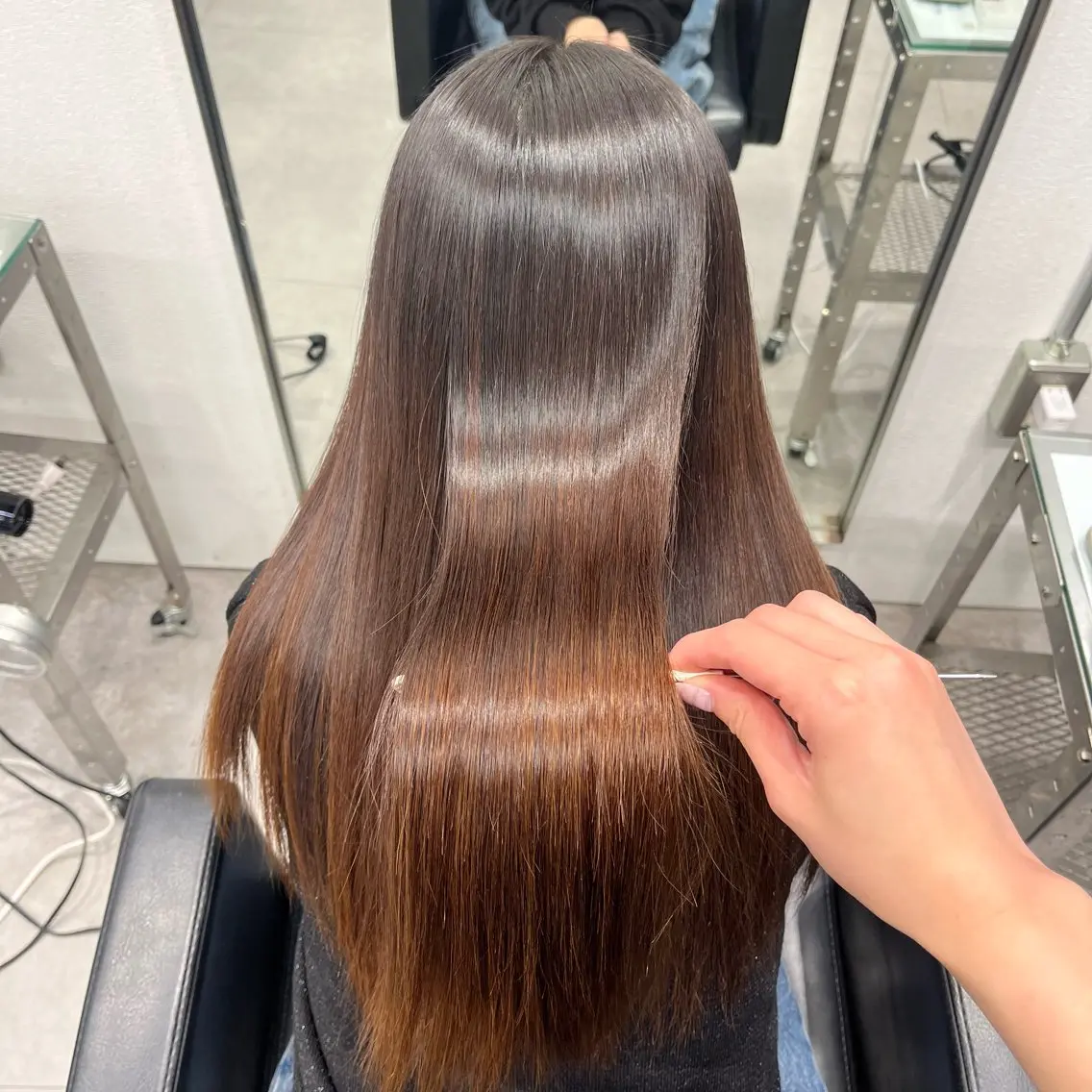 ロング 髪質改善 トリートメント 縮毛矯正 やまもと ここのヘアスタイル