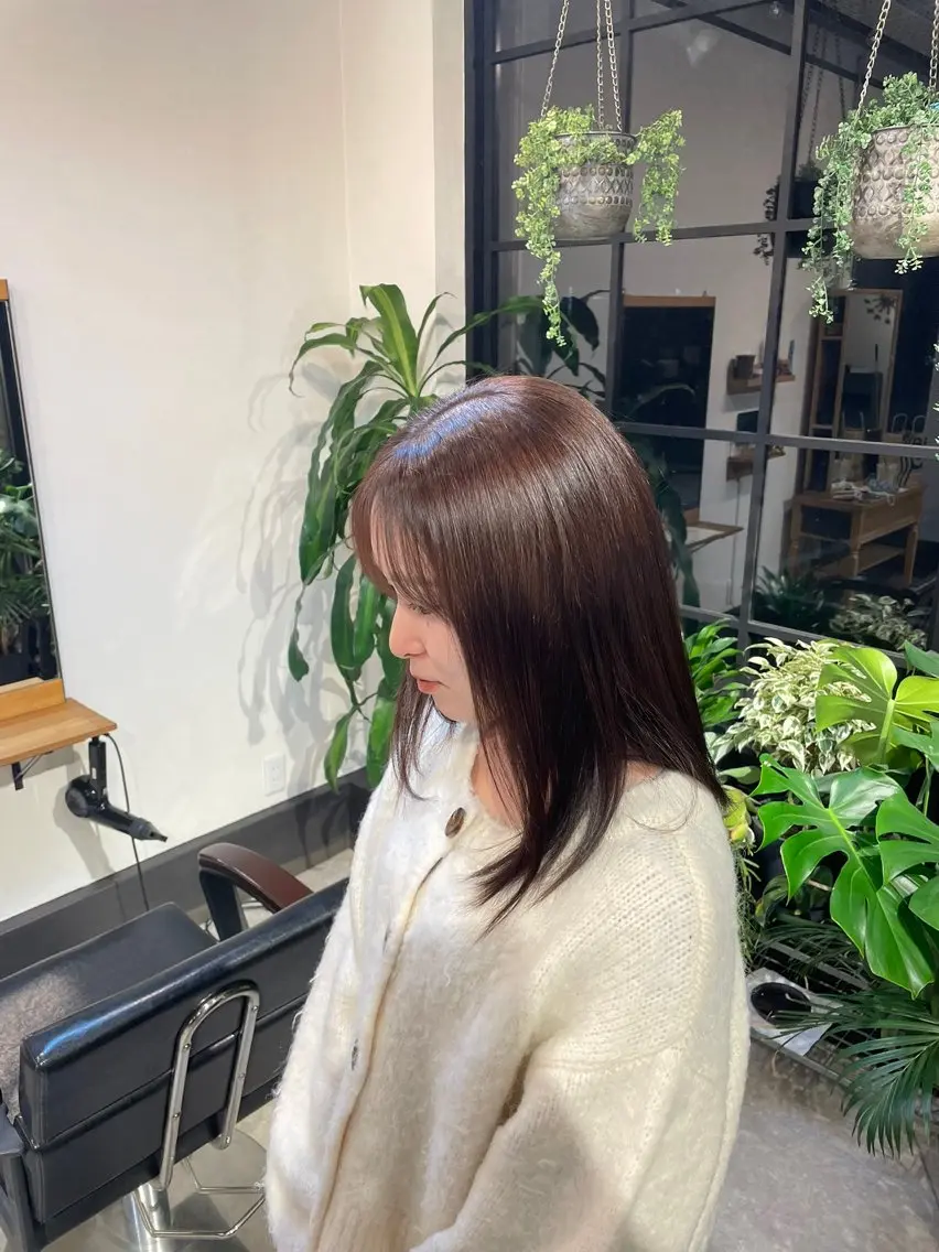 ミディアム ピンクブラウン ヘアカラー 綱川 琉生のヘアスタイル