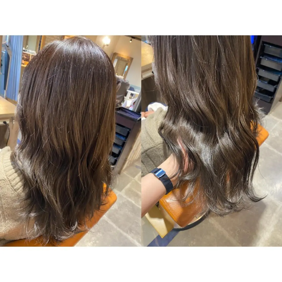 カラー ブリーチ グレージュ カーキグレージュ ブリーチなしカラー 🩵盛れる顔周り/ 艶カラーemi🩵のヘアスタイル