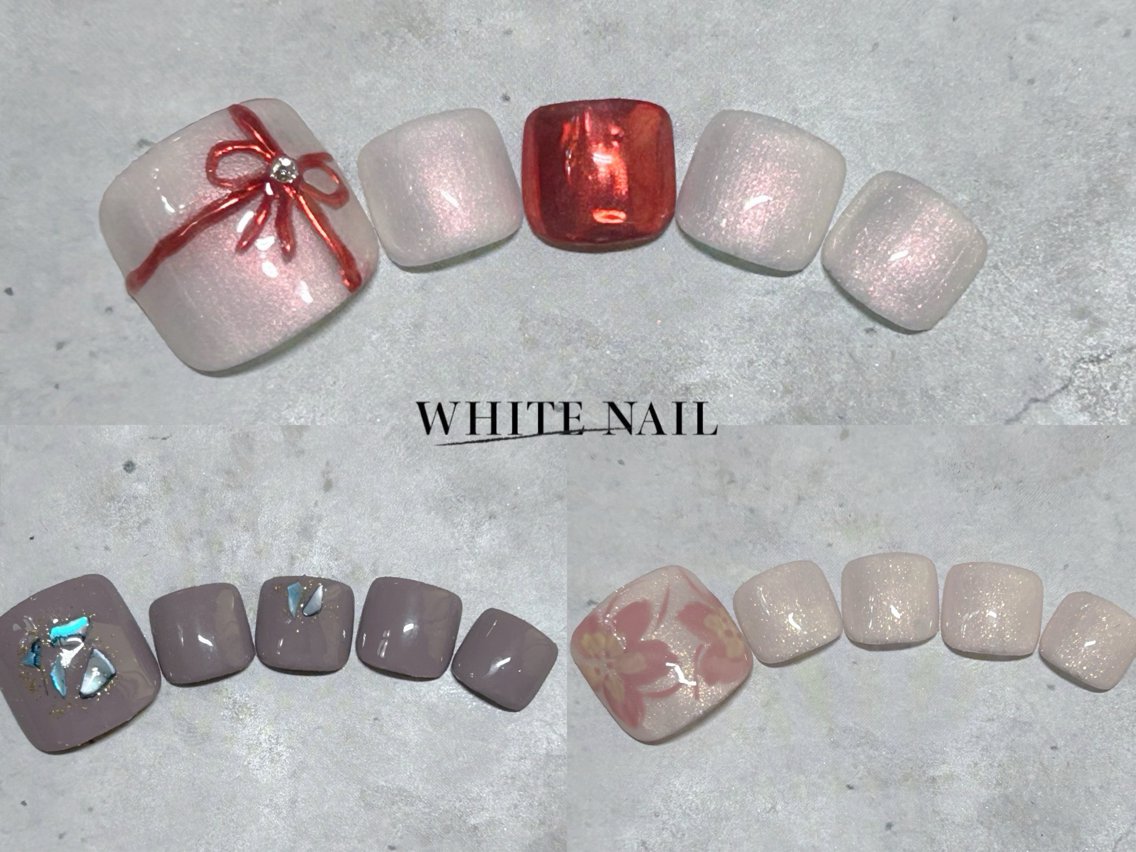 ネイル フットネイル シンプルネイル フットネイル WHITE NAIL ホワイトネイルのネイルデザイン
