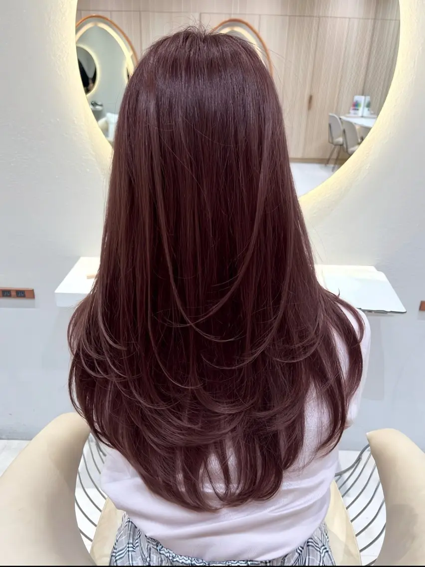 ロング カラー カット ヘアカラー トリートメント 興津/韓国レイヤー ダブルカラー美髪縮毛のヘアスタイル