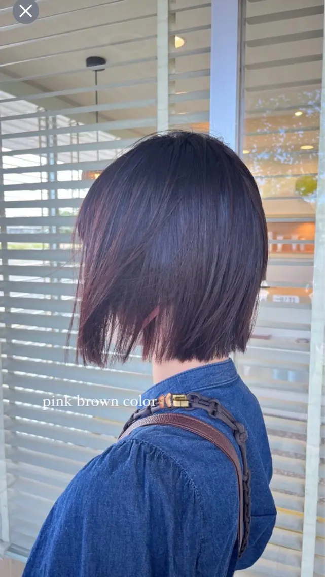 ショート ヘアカラー トリートメント 🍈暗髪艶カラー /🥣韓国風カラーのヘアスタイル