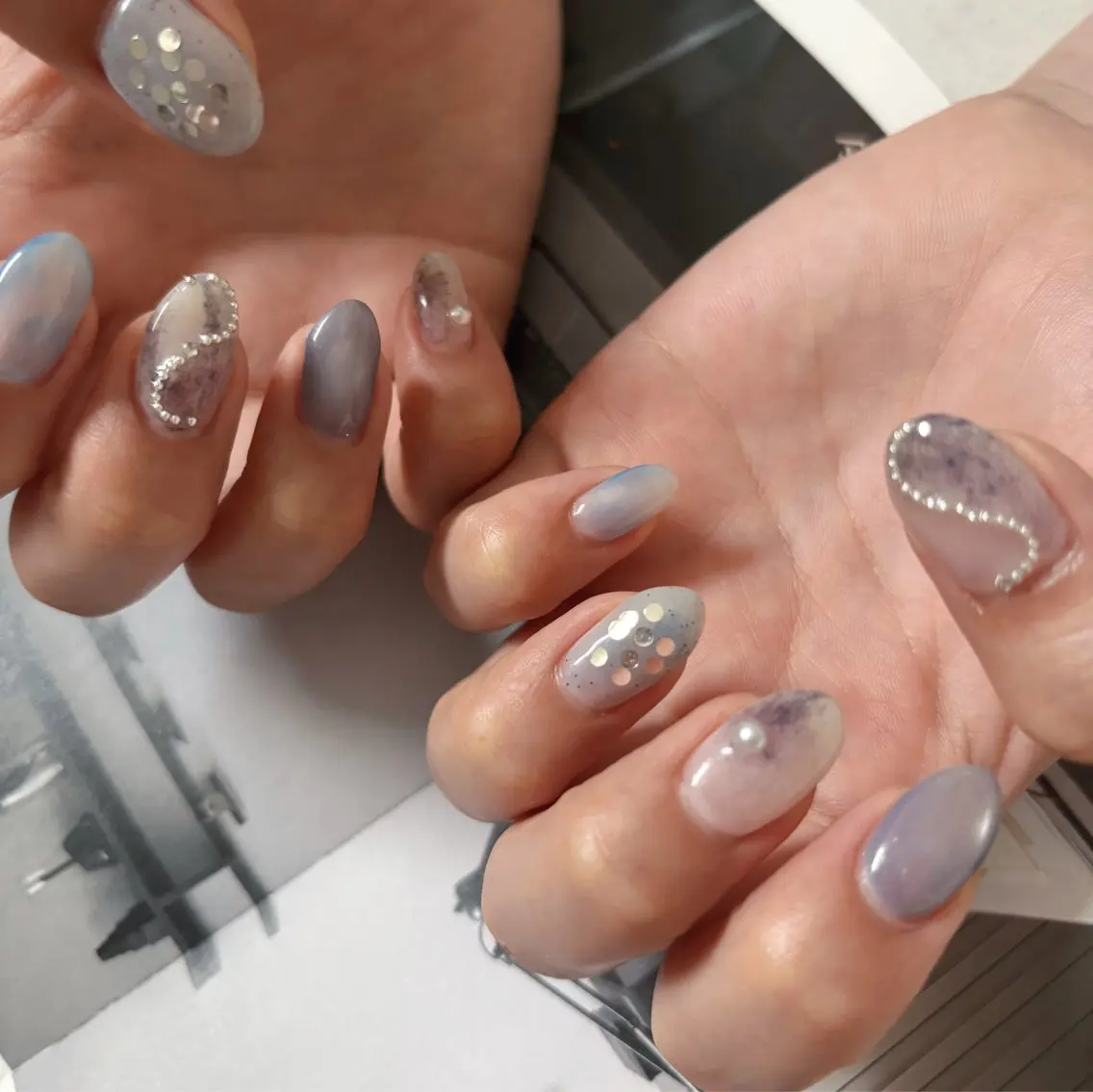 ネイル ブルー ニュアンスネイル ハンドネイル K Aのその他イメージ