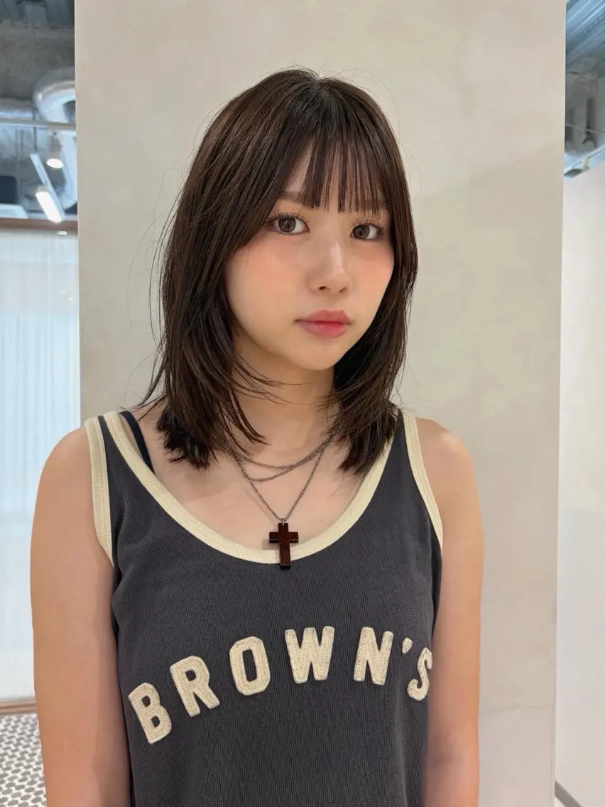 ミディアム カラー ブラウンカラー カット ヘアカラー トリートメント 砂原 ひよりのヘアスタイル