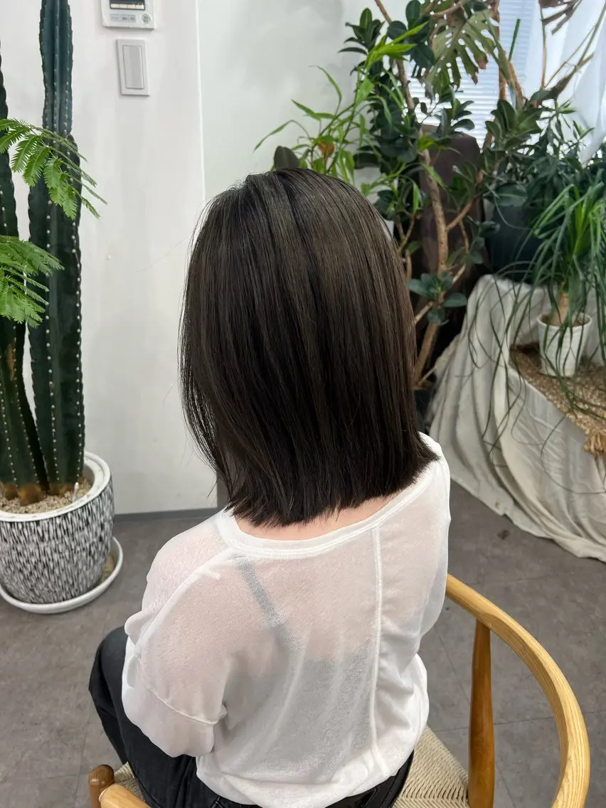 ミディアム カット ヘアカラー トリートメント ひかる/髪質 改善 /beigeのヘアスタイル