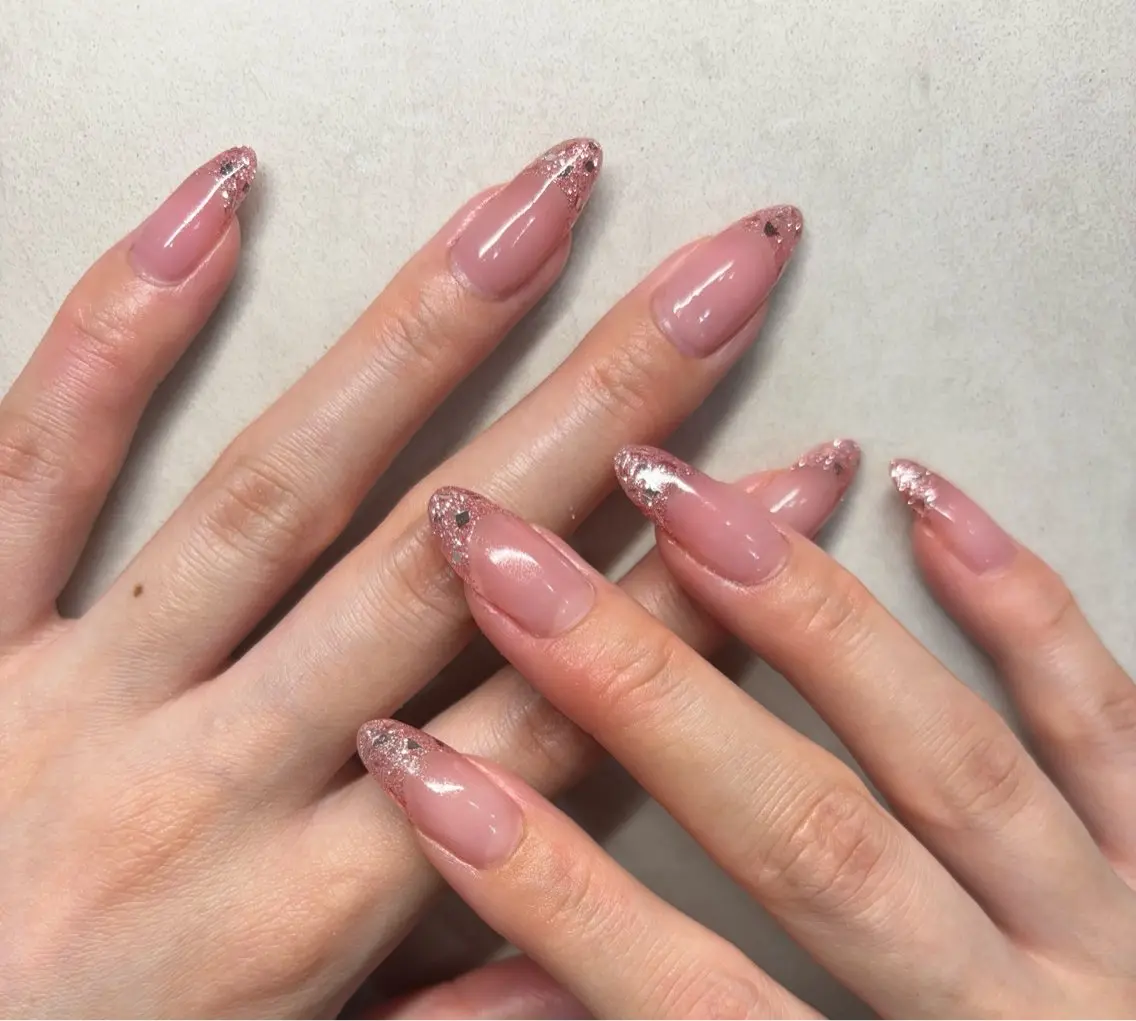 ネイル フレンチネイル ラメ(グリッター) ワンカラーネイル ハンドネイル Lico Ryoのネイルデザイン