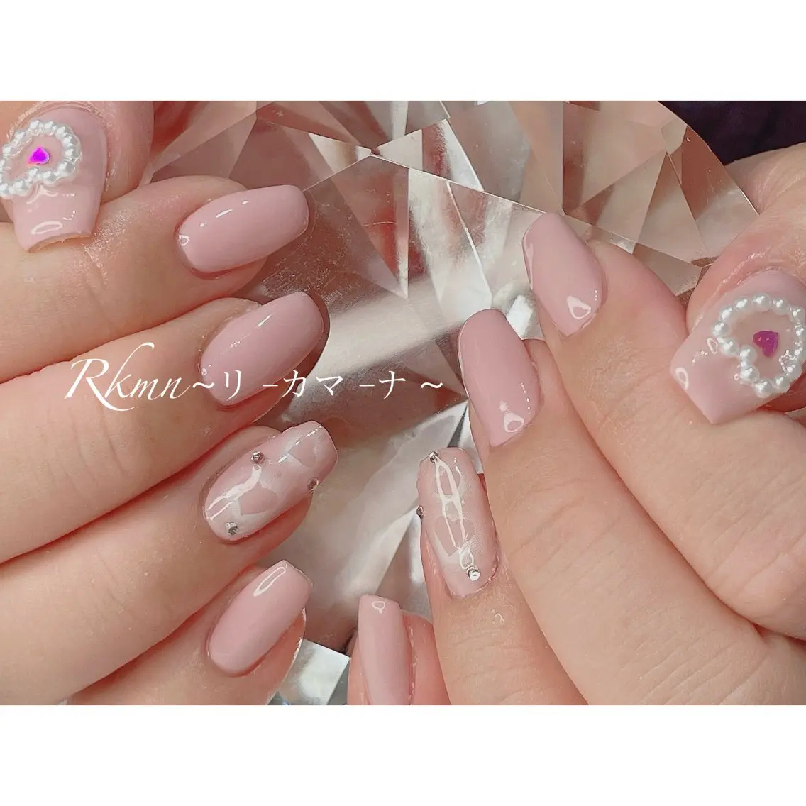 ネイル アートネイル ハート 春ネイル ハンドネイル フットネイル ハンドケア Rkmn ~リ-カマ-ナ~のネイルデザイン