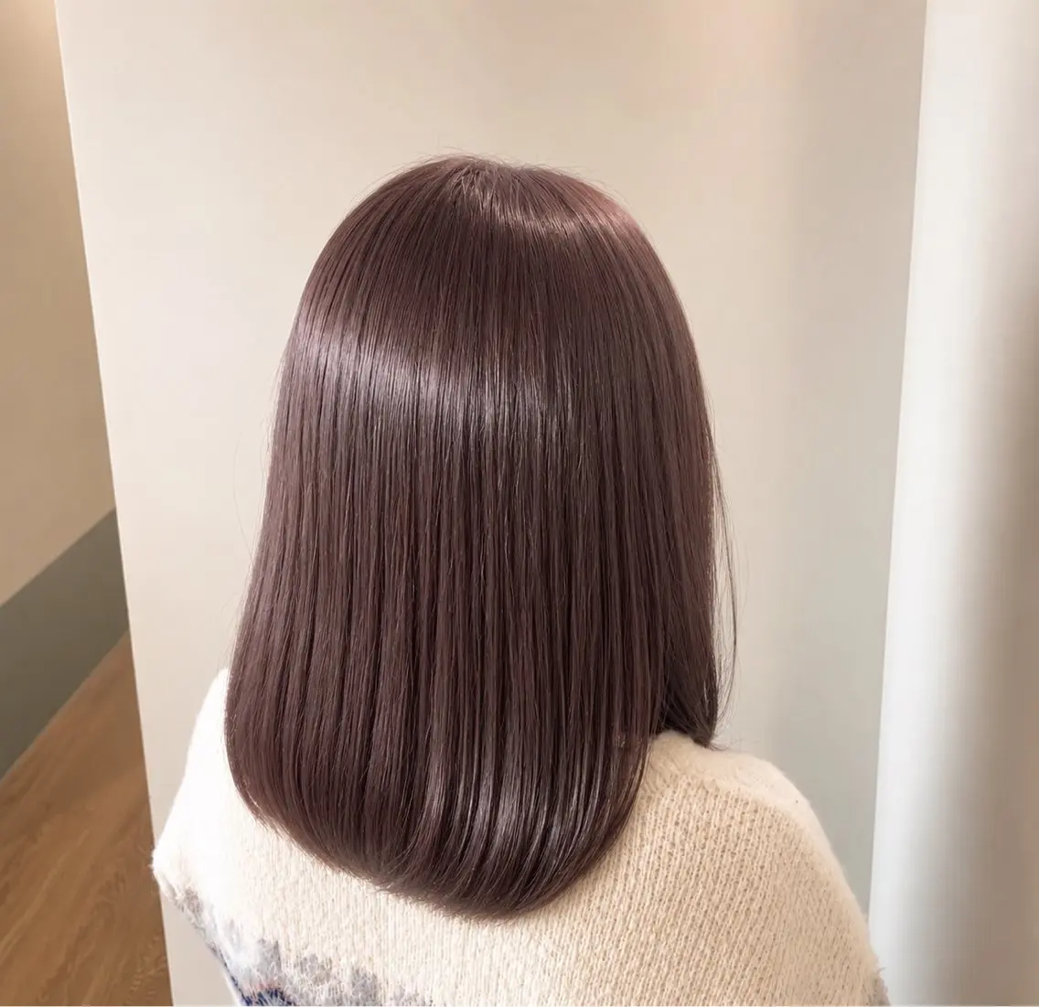 ミディアム カラー パーマ ブラウンカラー ショコラブラウン 透明感カラー ヘアカラー トリートメント ヒナ/酸性ストレート /レイヤーカットのヘアスタイル