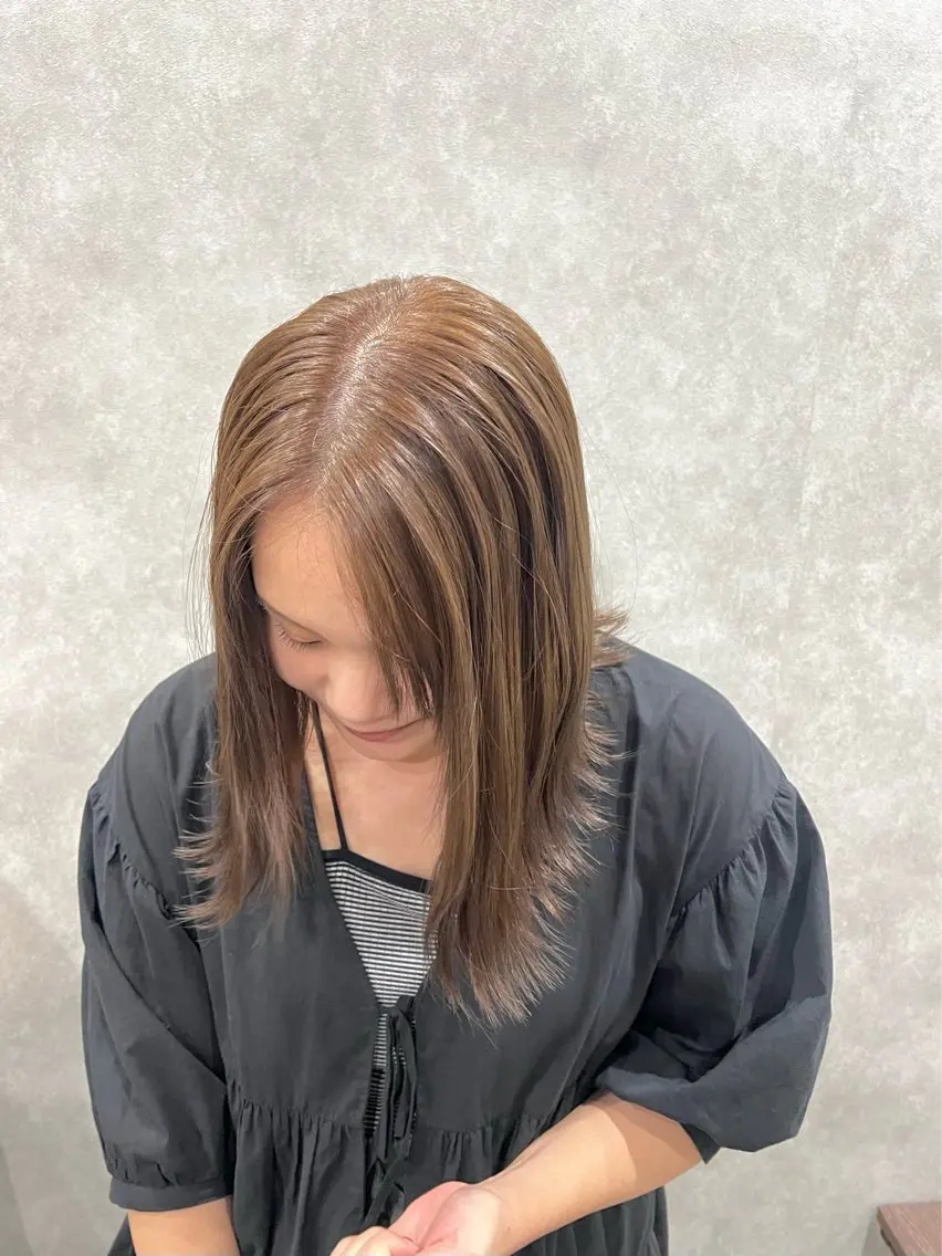ミディアム カラー ベージュカラー ブリーチ ブラウンカラー ブラウンベージュ ダブルカラー ヘアカラー トリートメント 🎀🕊RION 🩰のヘアスタイル