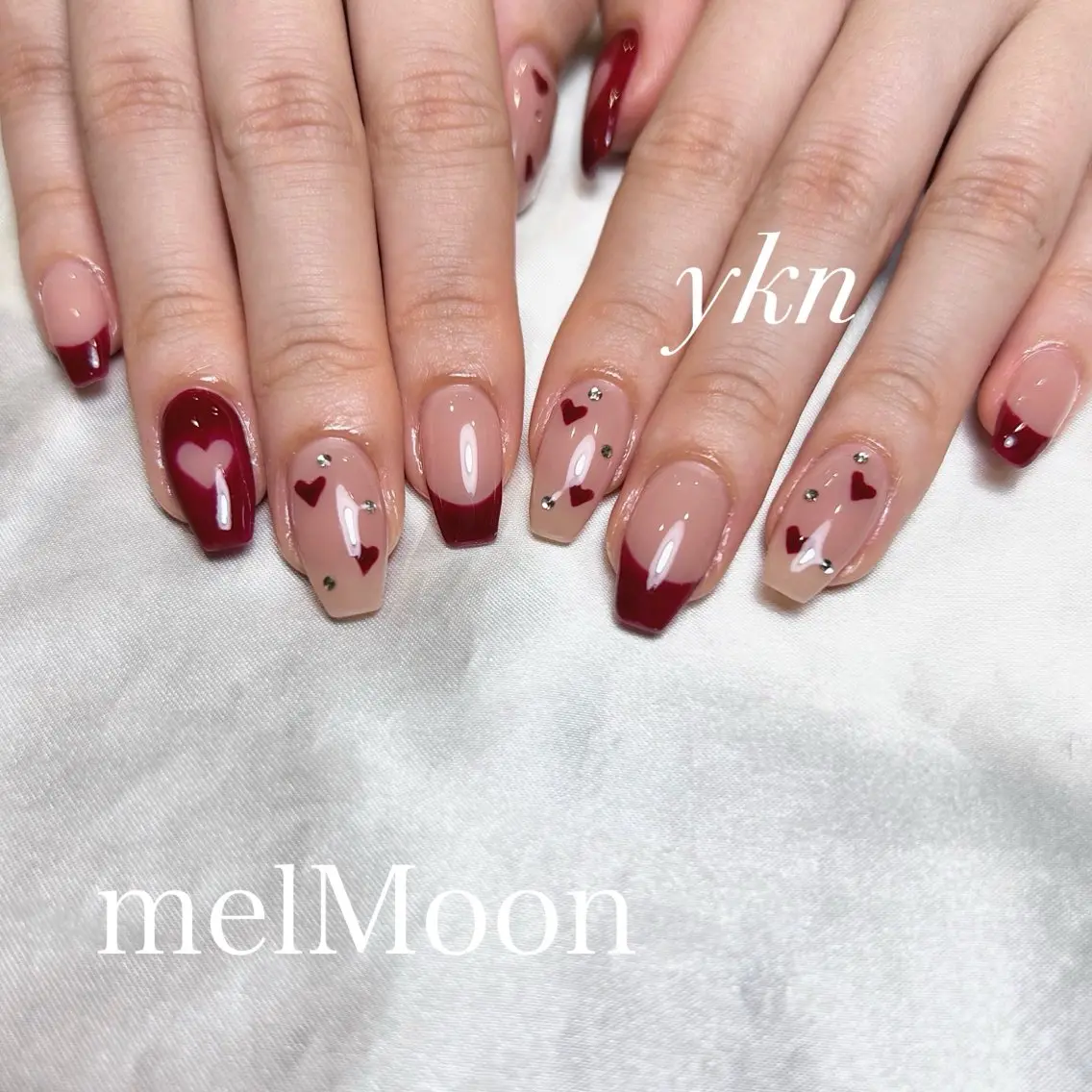 ネイル ハート ハンドネイル melMoon .のネイルデザイン