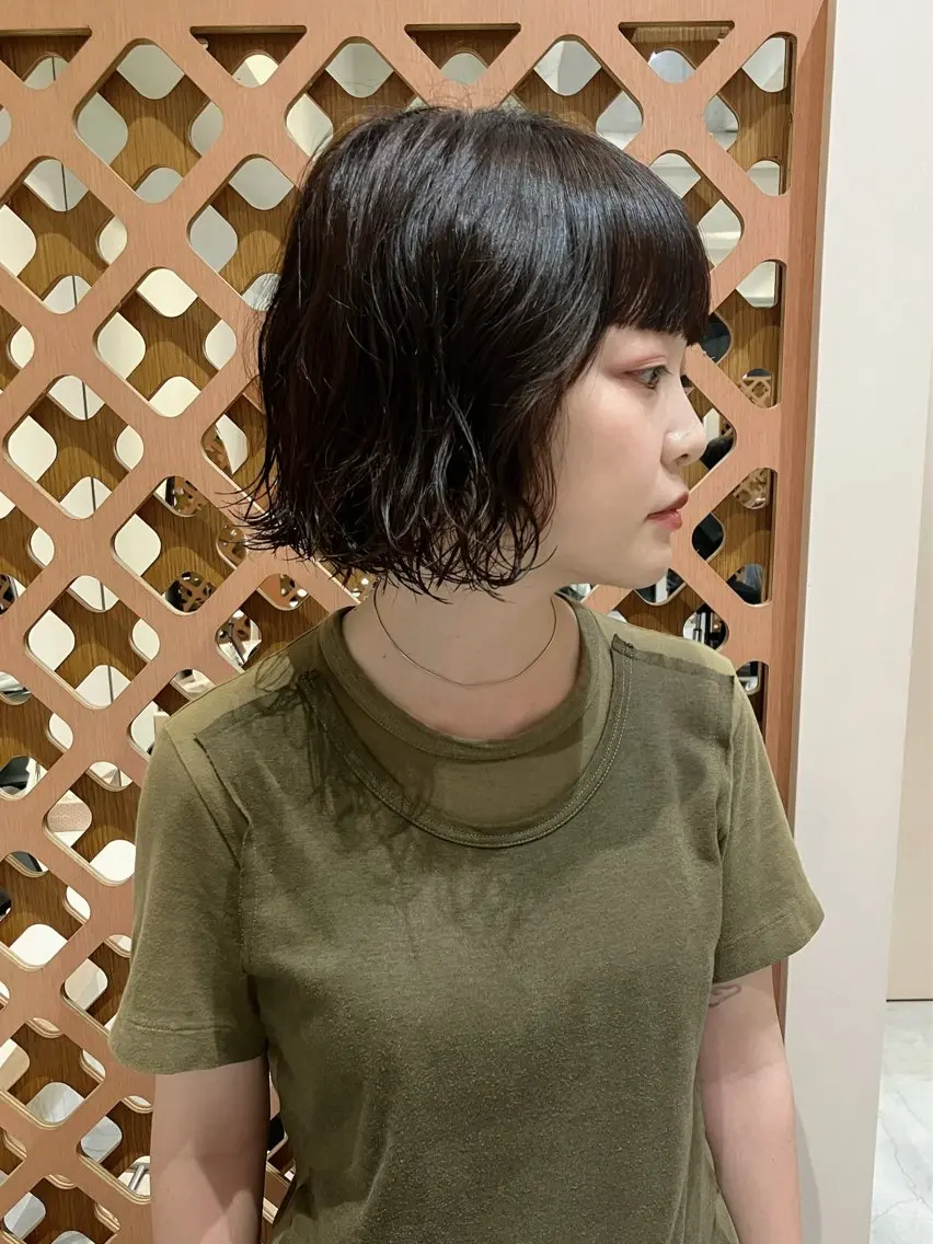ショート パーマ ボブ ニュアンスパーマ カット パーマ 川間 将彦のヘアスタイル