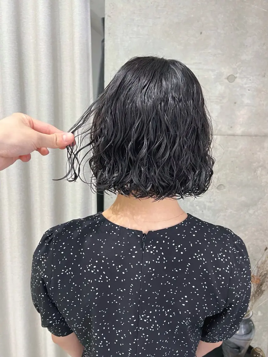 ショート カラー パーマ カット パーマ トリートメント ボブパーマコテ巻き風 パーマNo1深江秀平のヘアスタイル