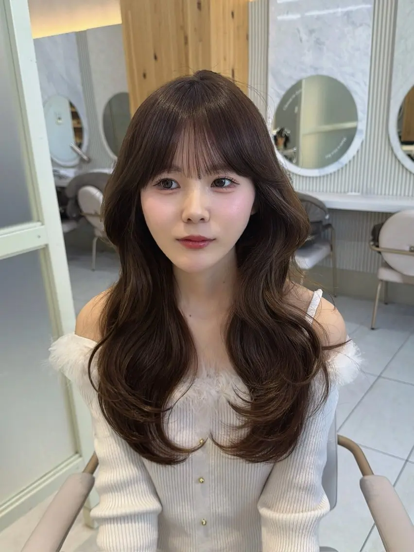 セミロング カット ヘアカラー トリートメント 顔周り/レイヤー /韓国ヘア/TAKUのヘアスタイル