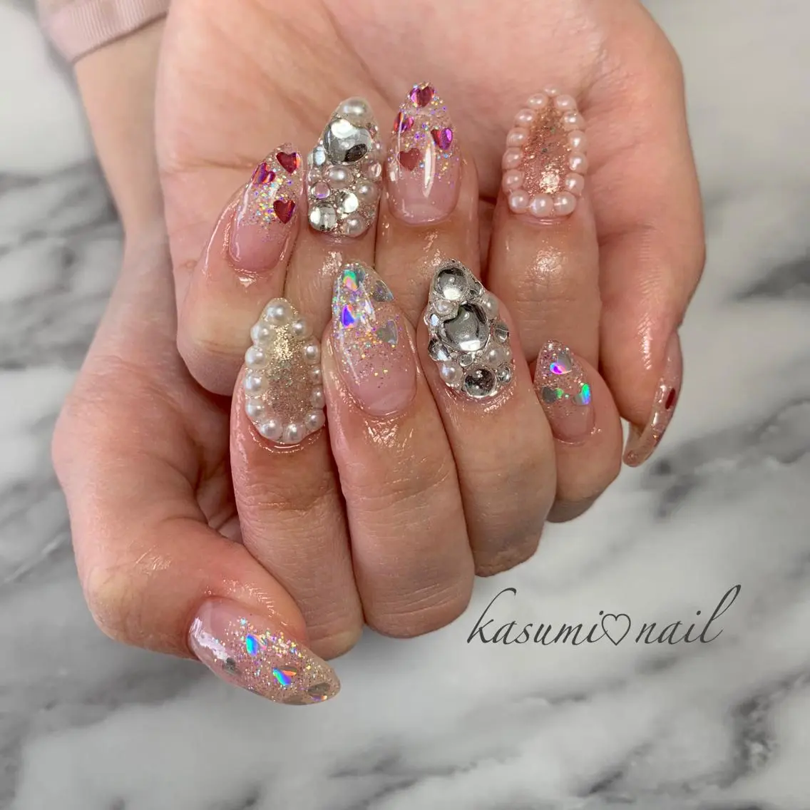 ネイル アートネイル フットネイル 大理石ネイル(マーブル) ミラーネイル ニュアンスネイル KASUMI♡ Nailのネイルデザイン