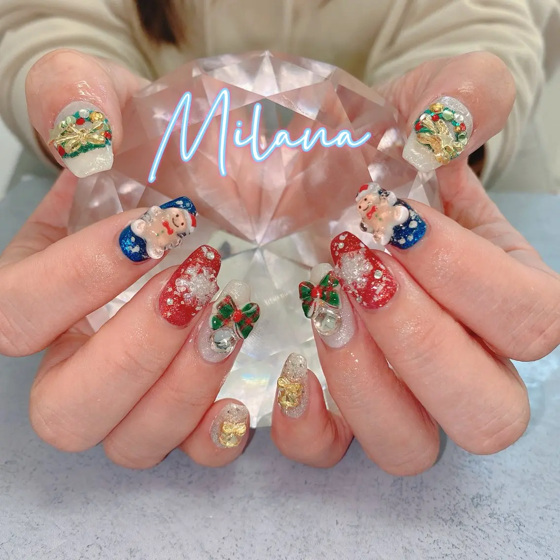 ネイル 冬ネイル クリスマス ハンドネイル Milana （研修生メニュー）のネイルデザイン