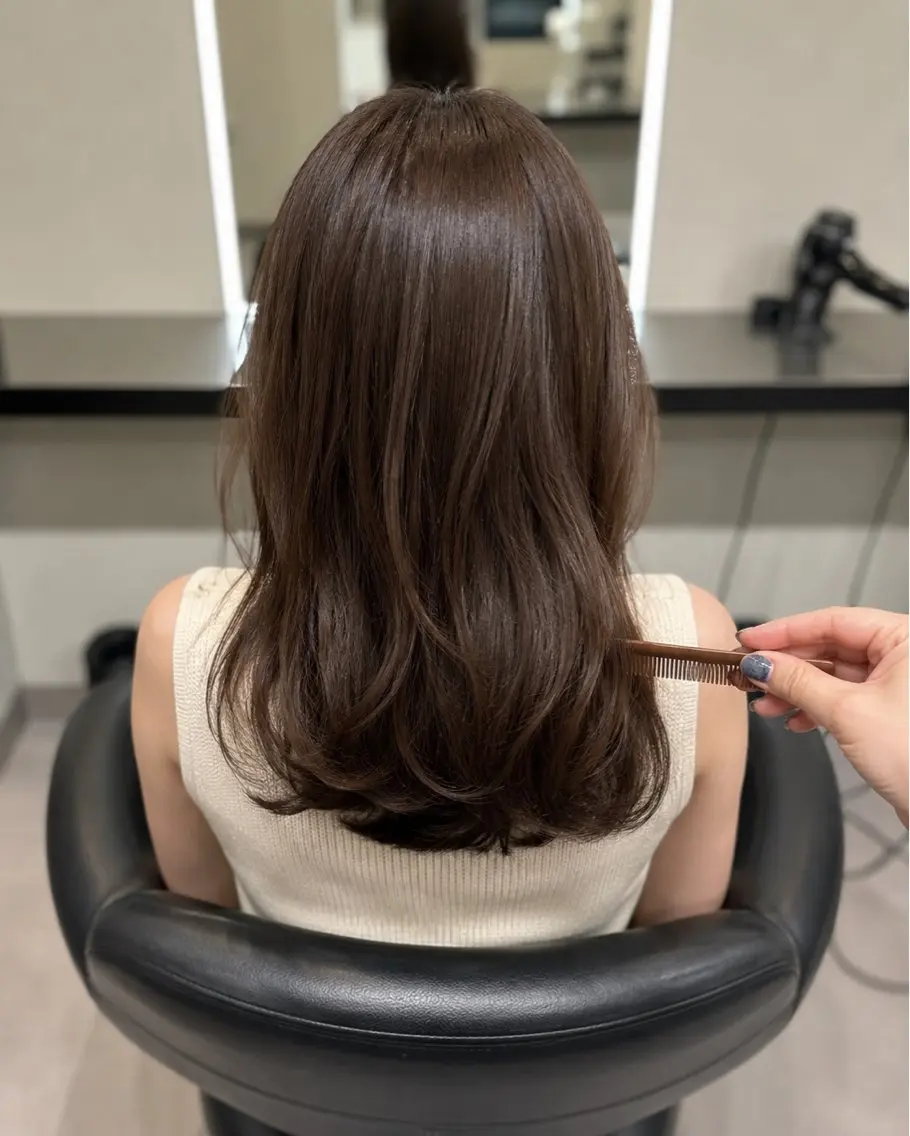 ミディアム カラー ブラウンカラー トリートメント 🌈ウルトワ水素 髪質改善naru🌈のヘアスタイル