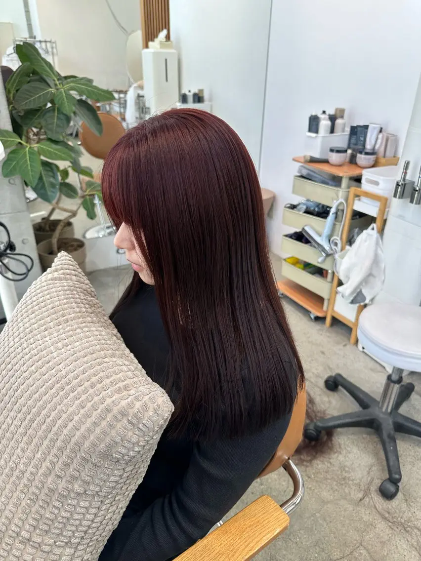 ミディアム カラー レッドカラー ❤️アヤカ レイヤーカット❤️のヘアスタイル