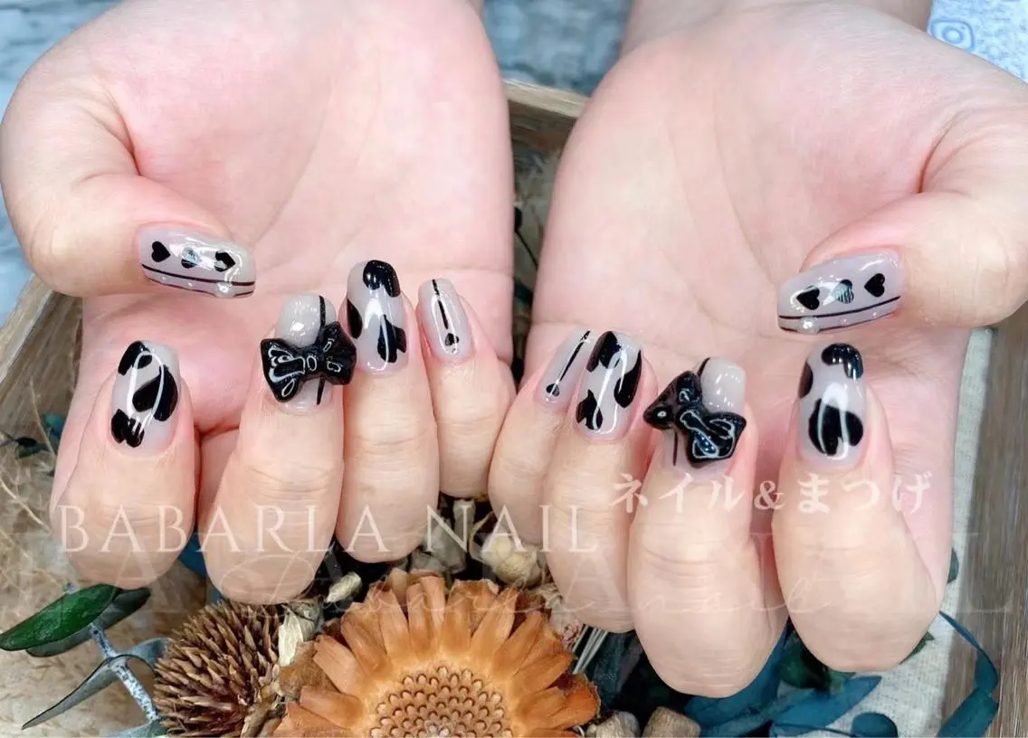 ネイル ガーリー ハート リボン Babarla Nailのネイルデザイン