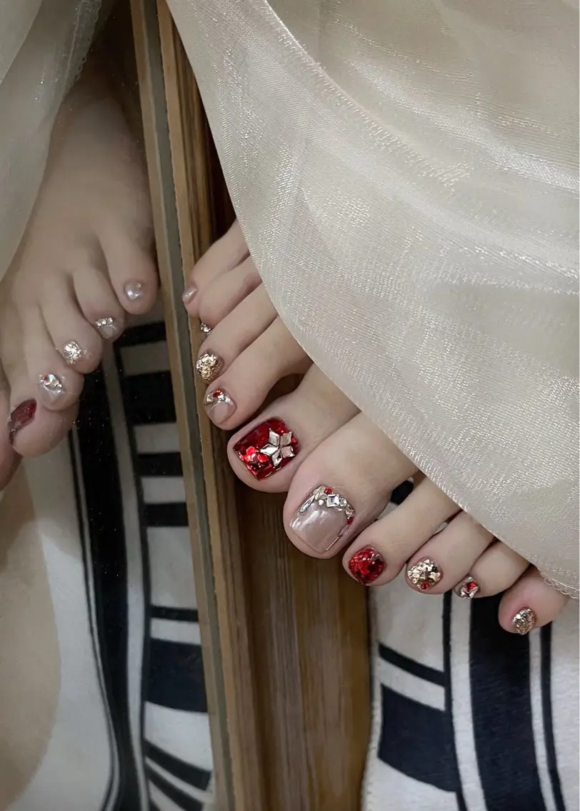 ネイル フラワーネイル フレンチネイル ジェルネイル ガラスフレンチ ハート フットネイル BabyYouMi nailのネイルデザイン