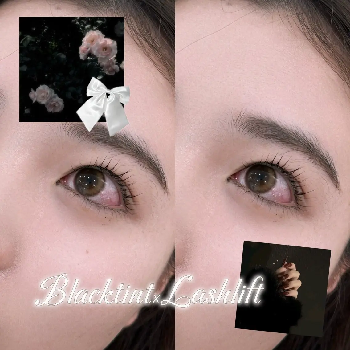マスカラパーマ 【パリジェンヌラッシュリフト＋ブラックティント】𖤐⸝⸝⸝⋆アイシャンプー付き🖤束感仕上げ🐩葛西の写真