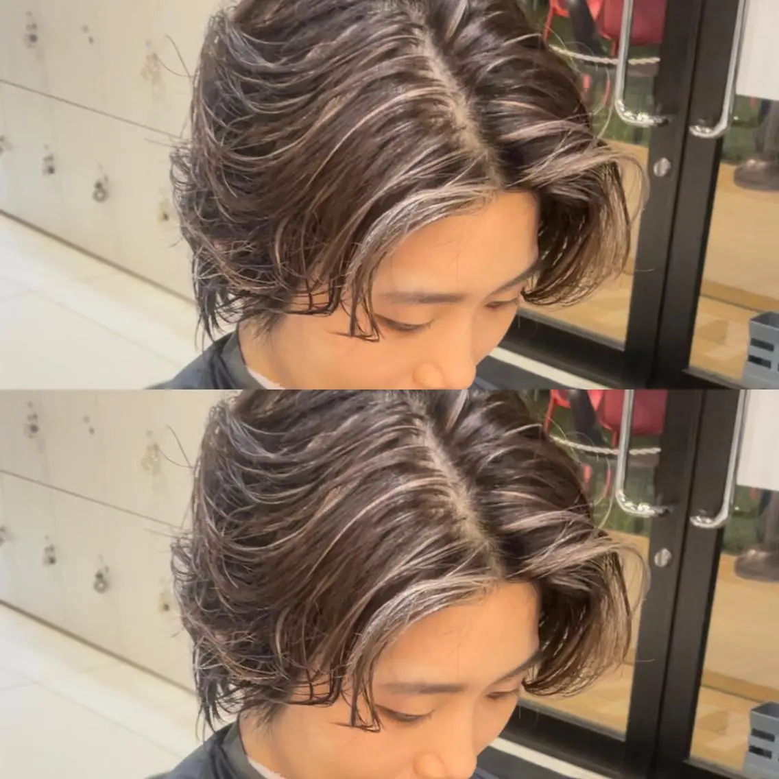 ショート カラー メンズ メンズハイライト ハイライトカラー 外国人風カラー ハイライト カット ヘアカラー トリートメント メンズヘア特化 崎田 成人のヘアスタイル