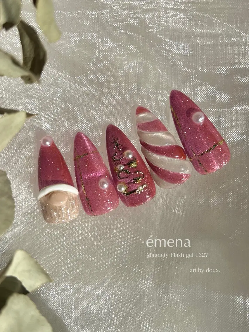 ネイル マットネイル ピンク 冬ネイル クリスマス doux. nailのネイルデザイン
