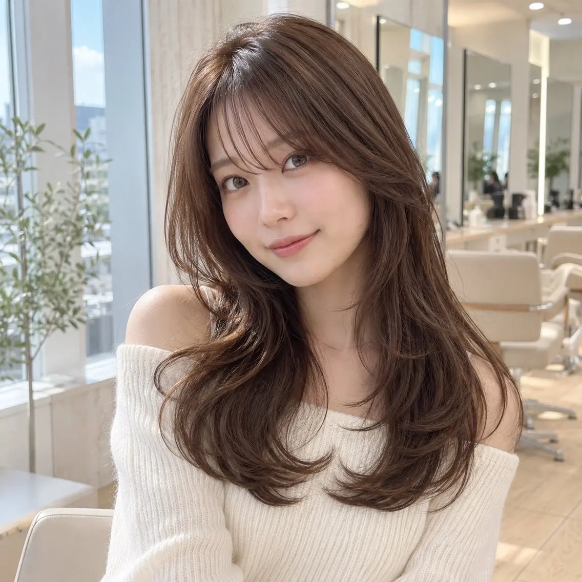 ロング カラー ロングレイヤー 顔周りカット レイヤーカット ロング 顔周りレイヤー/透明 感カラー/難波雄雅のヘアスタイル