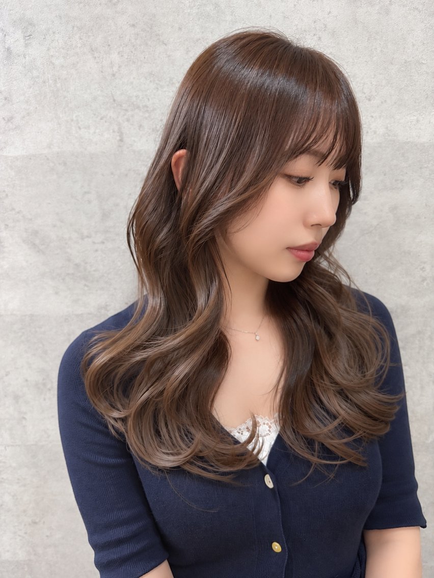セミロング カラー ベージュカラー レイヤーカット カット ヘアカラー トリートメント Grow by NYNY 打越裕樹のヘアスタイル