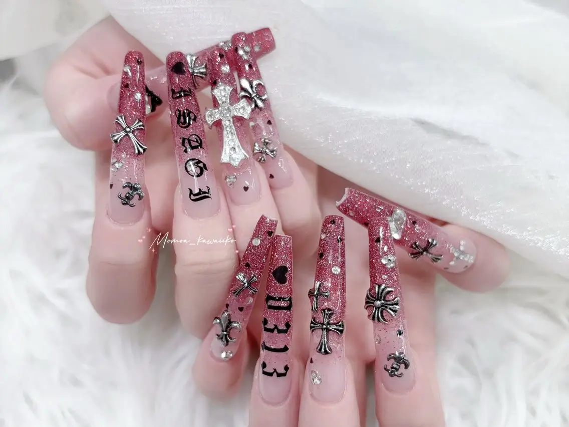 ネイル 成人式 マグネットネイル 大理石ネイル(マーブル) リボン 夏ネイル ハンドネイル MoMoA Nail ネイル長さ出し専門店のネイルデザイン