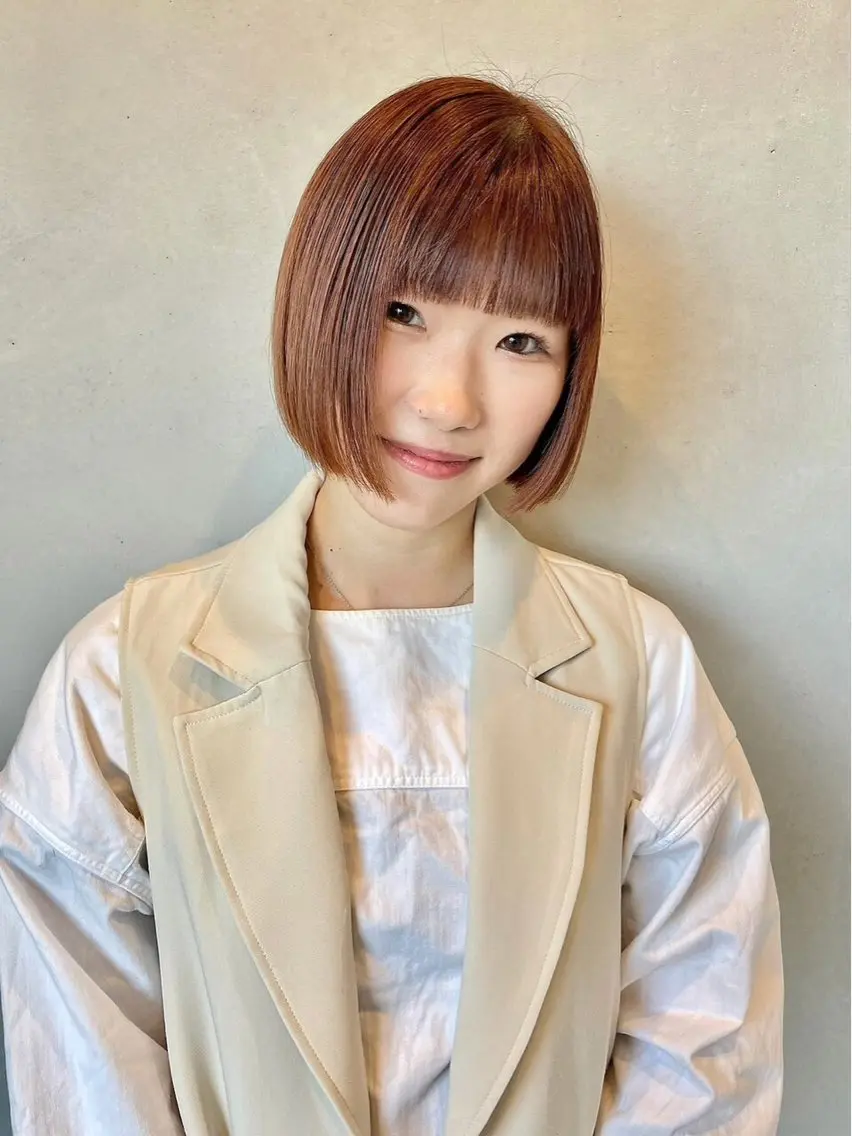 ミディアム ボブ カット シンバヒナノ/パーマ レイヤー/髪質改善のヘアスタイル