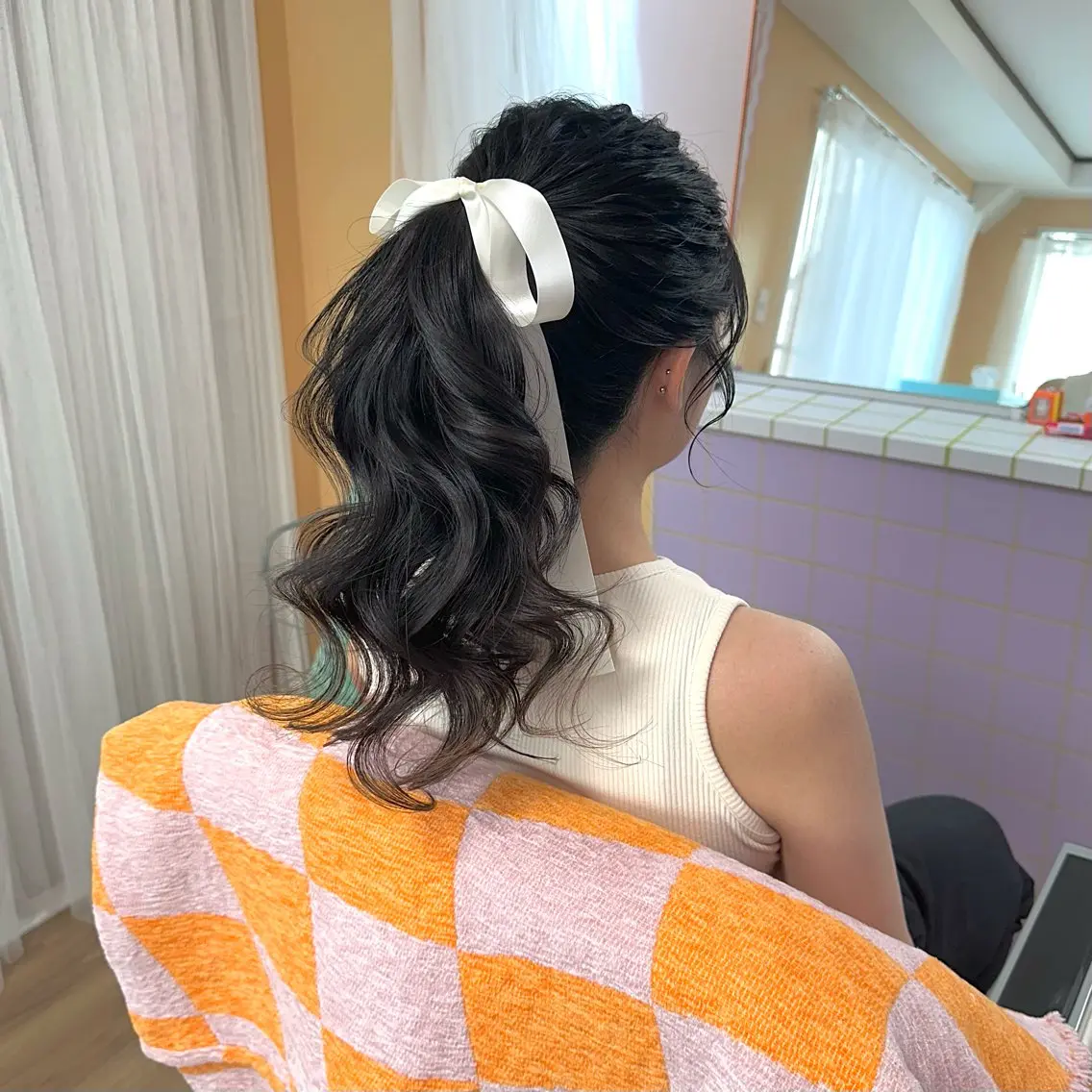 ロング ヘアアレンジ ポニーテール ヘアセット 杏寿 ヘアセットサロンのヘアスタイル