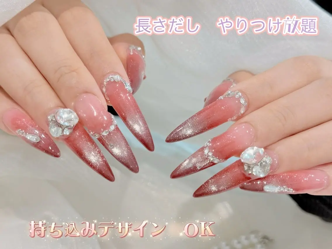 ネイル ジェルネイル 韓国ネイル ロングネイル 持ち込み パラジェル ハンドネイル Luci Nail Shinokuboのネイルデザイン