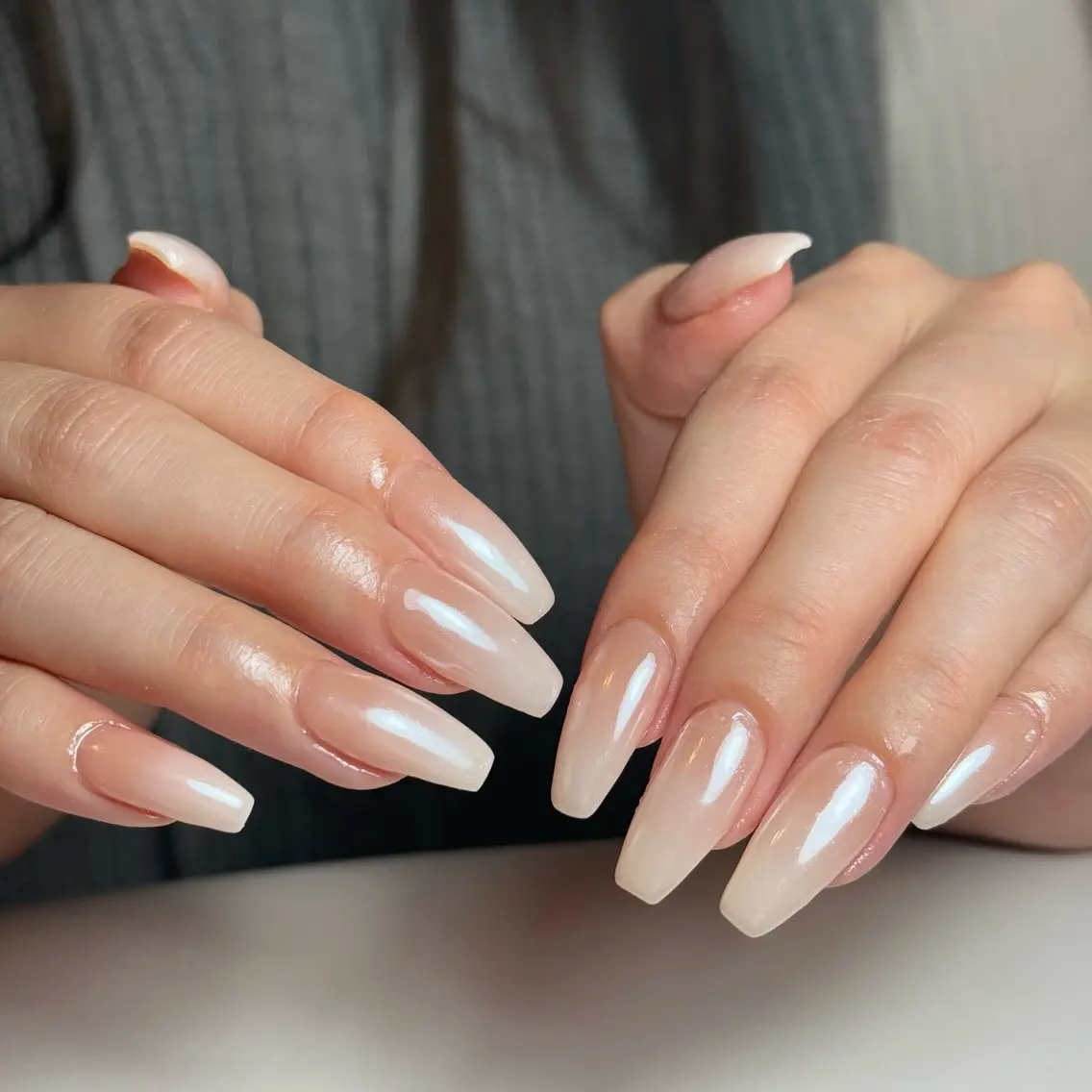 ネイル チークネイル フレンチネイル グラデーション キラキラネイル 韓国ネイル ハンドネイル Risa_ Nailのネイルデザイン