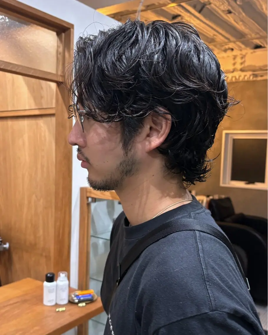 ミディアム パーマ メンズ ミディアムパーマ メンズパーマ ニュアンスパーマ 渋谷/原宿/メンズ/ コヤマトモヤのヘアスタイル