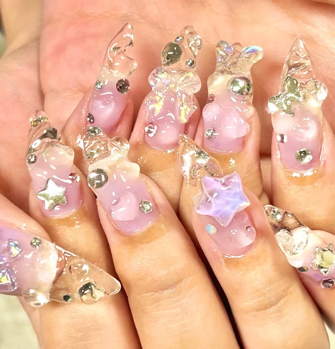 ネイル クリアネイル 長さ出し グラデーション 持ち込み ハンドネイル Natsumi 【protea】のネイルデザイン