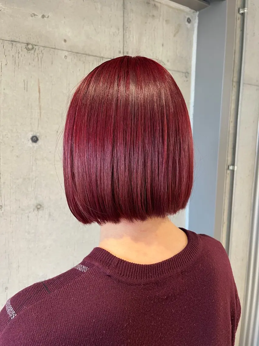 ミディアム カラー ヘアアレンジ カット ヘアカラー トリートメント ボブ×艶カラー 特化・リクト💥のヘアスタイル
