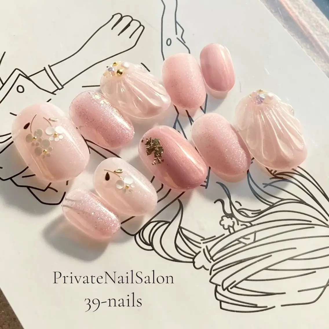 ネイル 成人式 ジェルネイル パラジェル ぷっくりネイル ブライダルネイル 39-nails EharaMikuのネイルデザイン