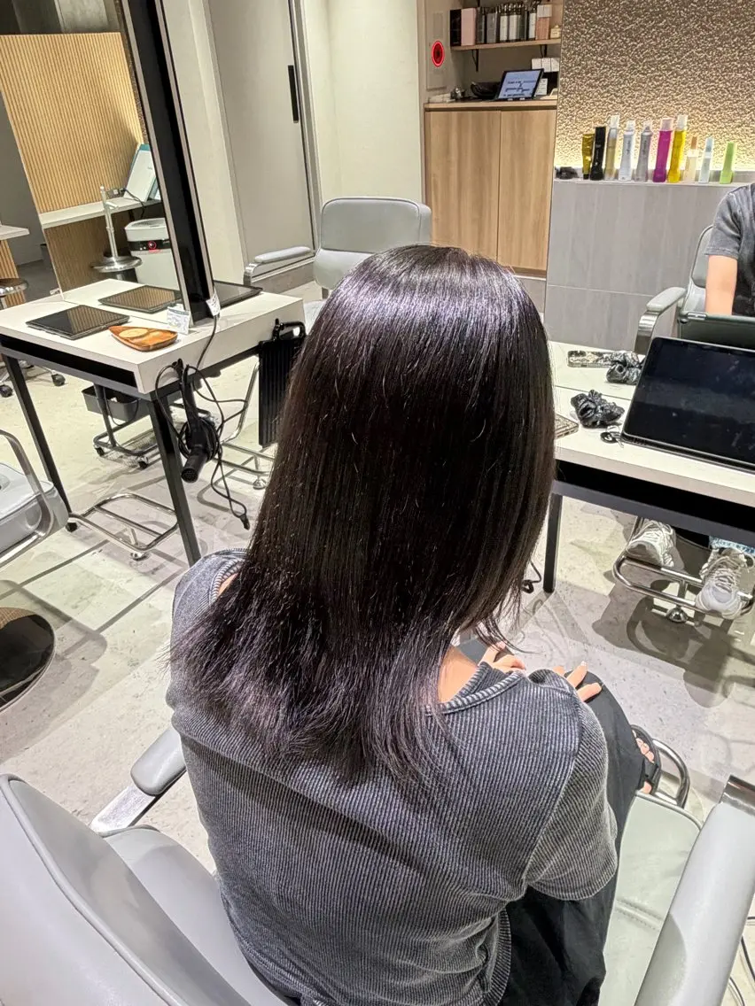 ミディアム カラー ブリーチ 透明感カラー ブリーチなしカラー ヘアカラー haru naのヘアスタイル