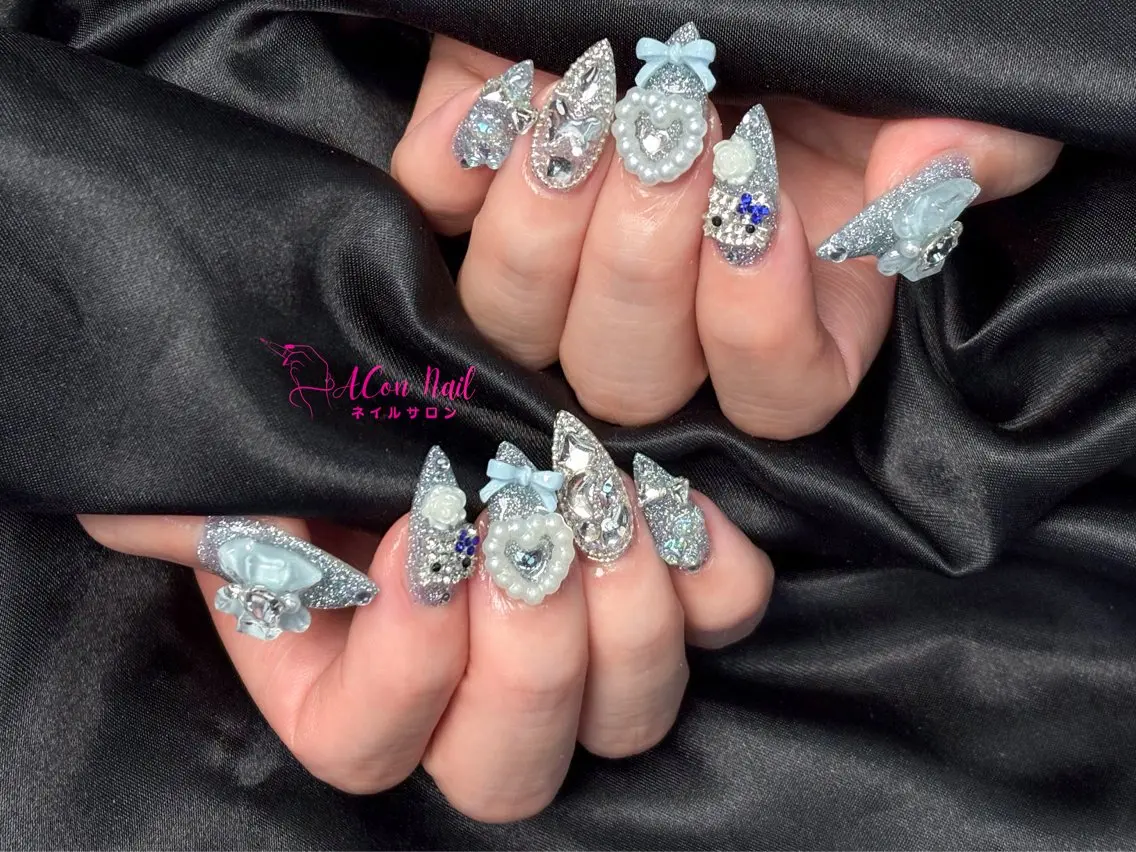 ネイル 桜ネイル 長さ出し フラワーネイル フレンチネイル ジェルネイル ハンドネイル ACon NailSalonのネイルデザイン