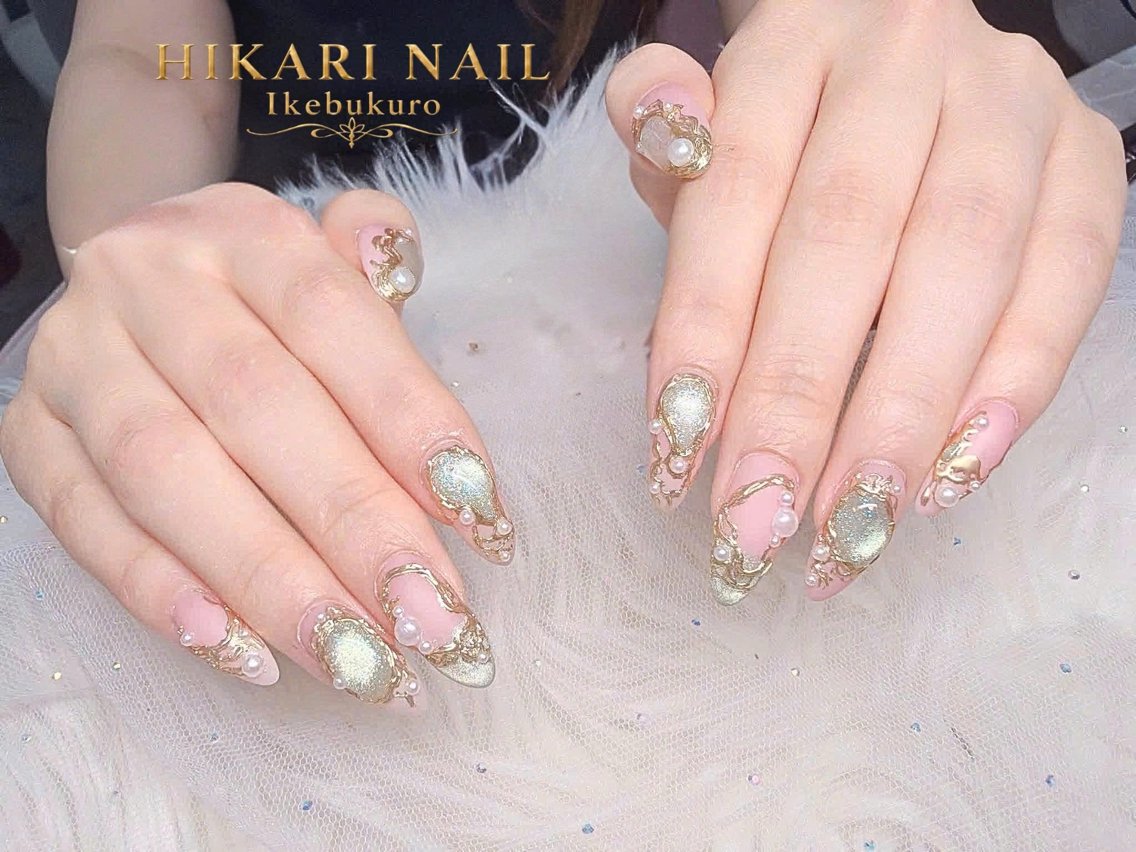 ネイル チークネイル 長さ出し フレンチネイル ガーリー ハロウィン ハンドネイル HikariNail Ikebukuroのネイルデザイン