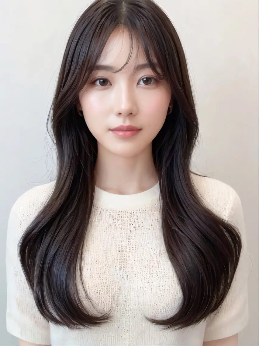 ロング カラー くびれヘア レイヤーカット ロング カット ヘアカラー トリートメント 艶カラー/縮毛矯正/ 鴨川育弥のヘアスタイル