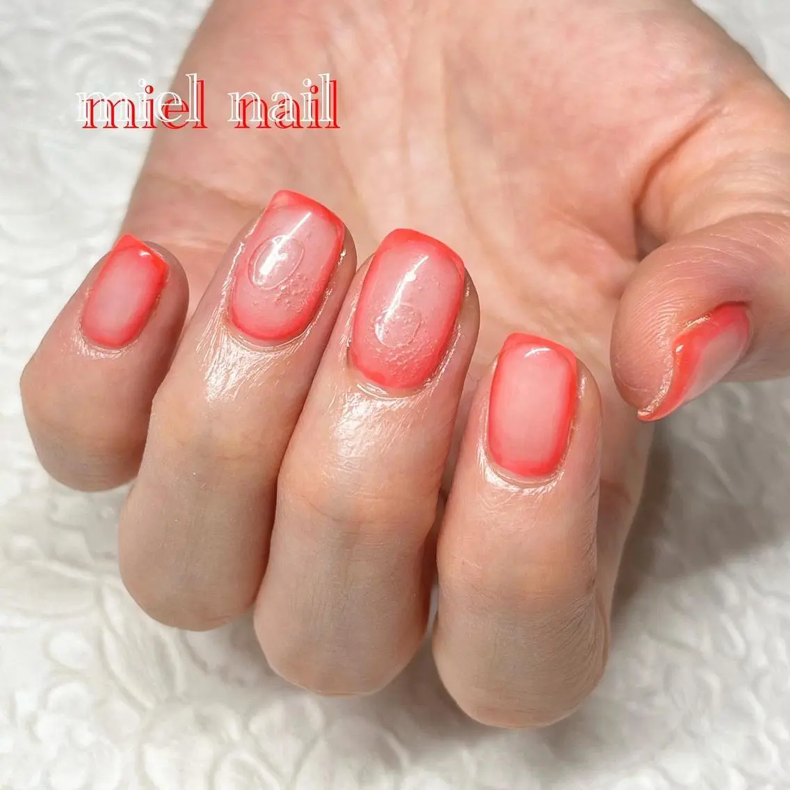 ネイル オレンジ 夏ネイル ハンドネイル miel nailのネイルデザイン