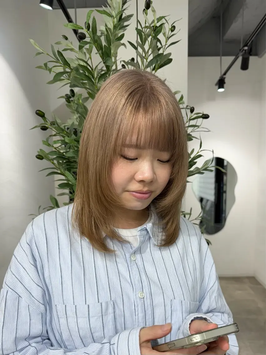 ミディアム カット ヘアカラー トリートメント ショートヘアとカラー の専門家/もりしーのヘアスタイル