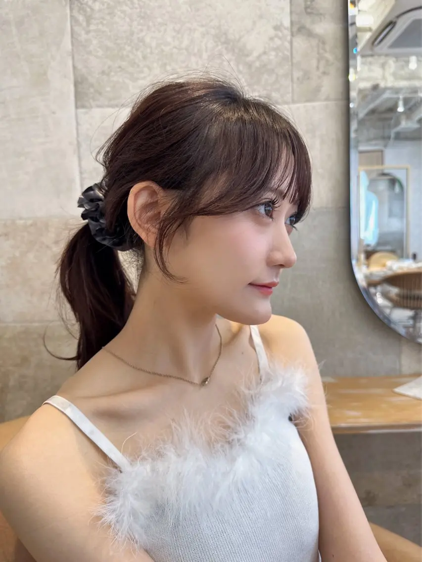 ロング カラー カット 顔周り\エクステ\ 透明感カラー\まりんのヘアスタイル