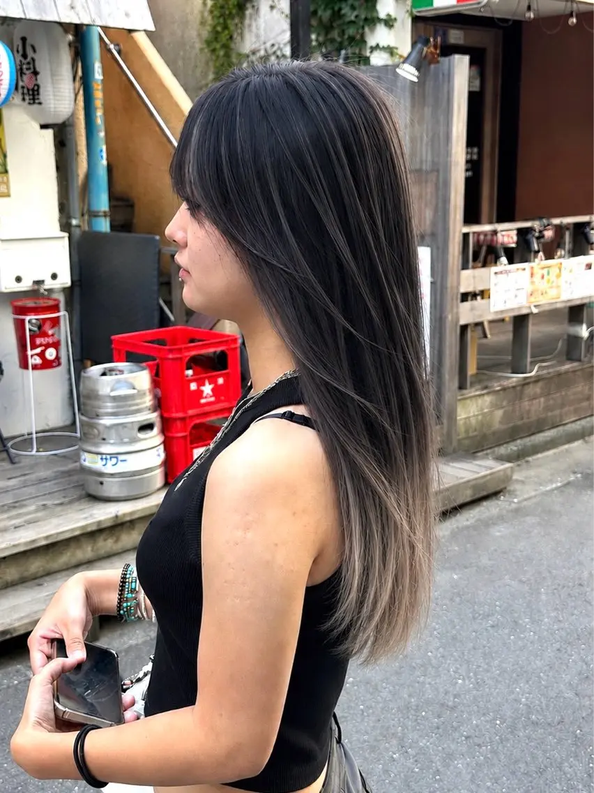 ロング カラー 田中 真樹のヘアスタイル